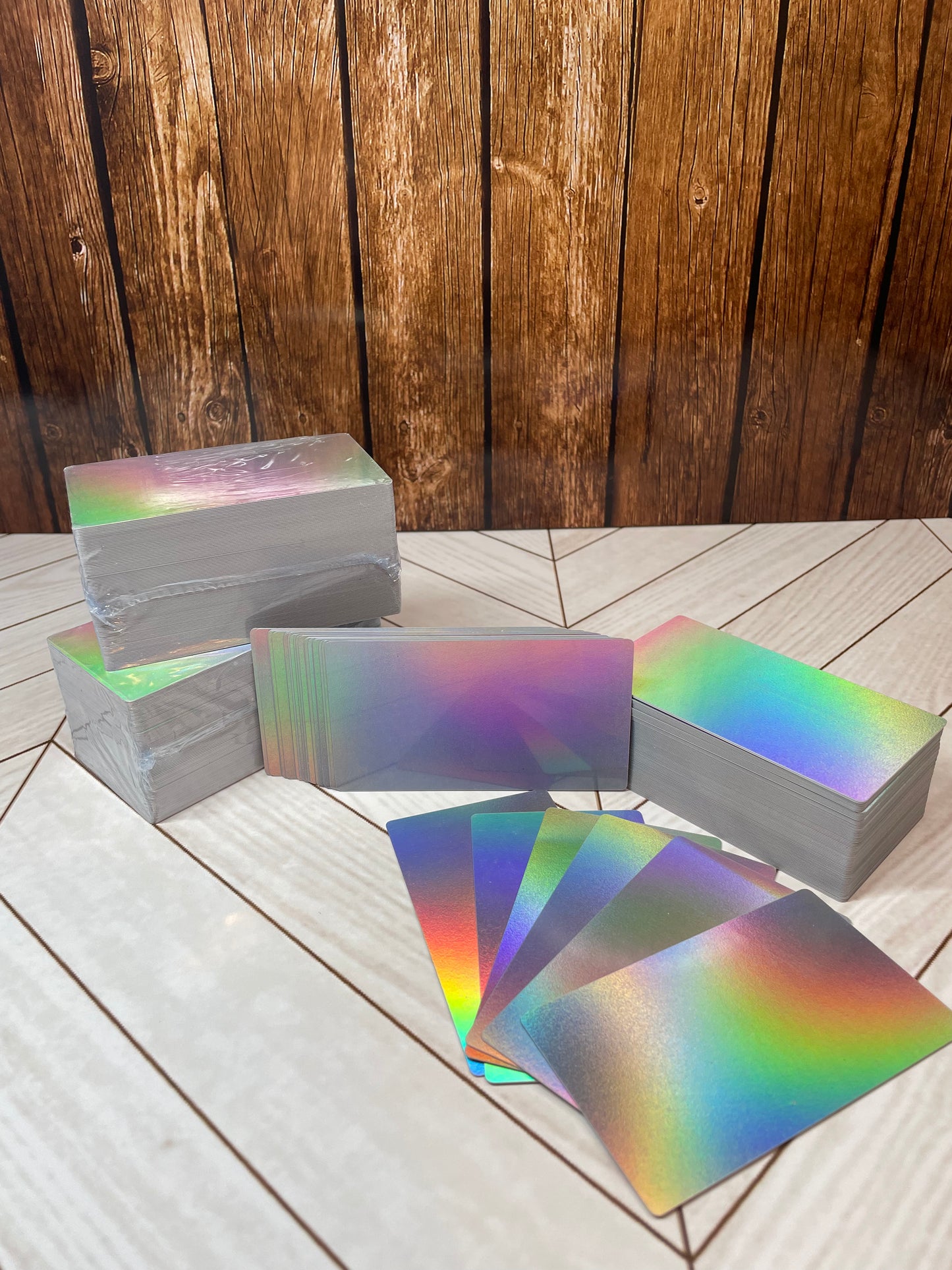 Holographic Rainbow PVC Business Cards (100 Pack) - Blank