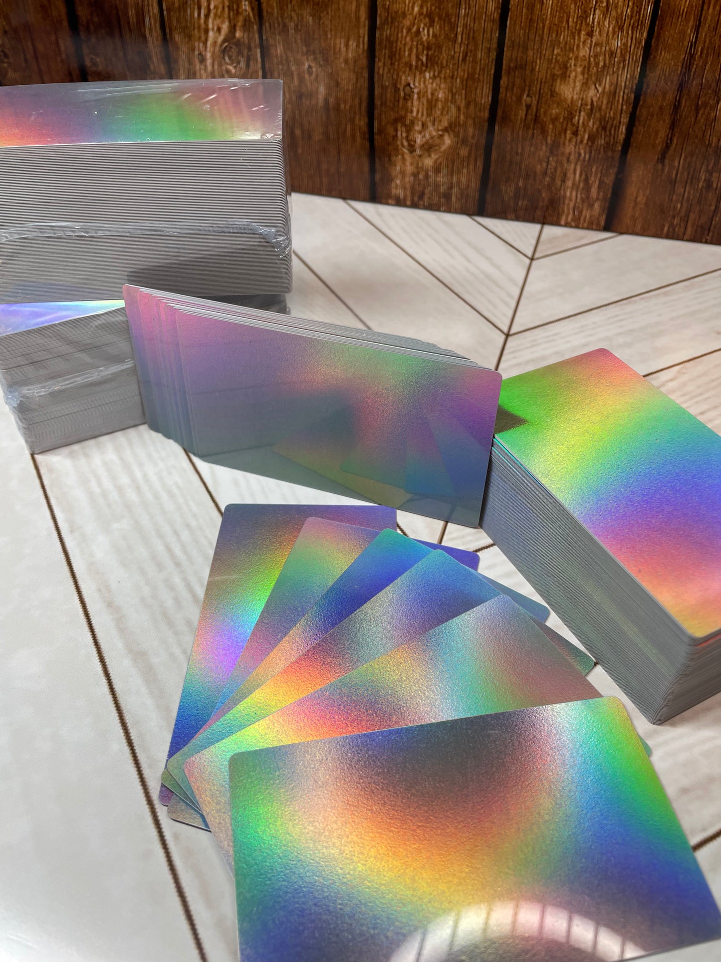 Holographic Rainbow PVC Business Cards (100 Pack) - Blank