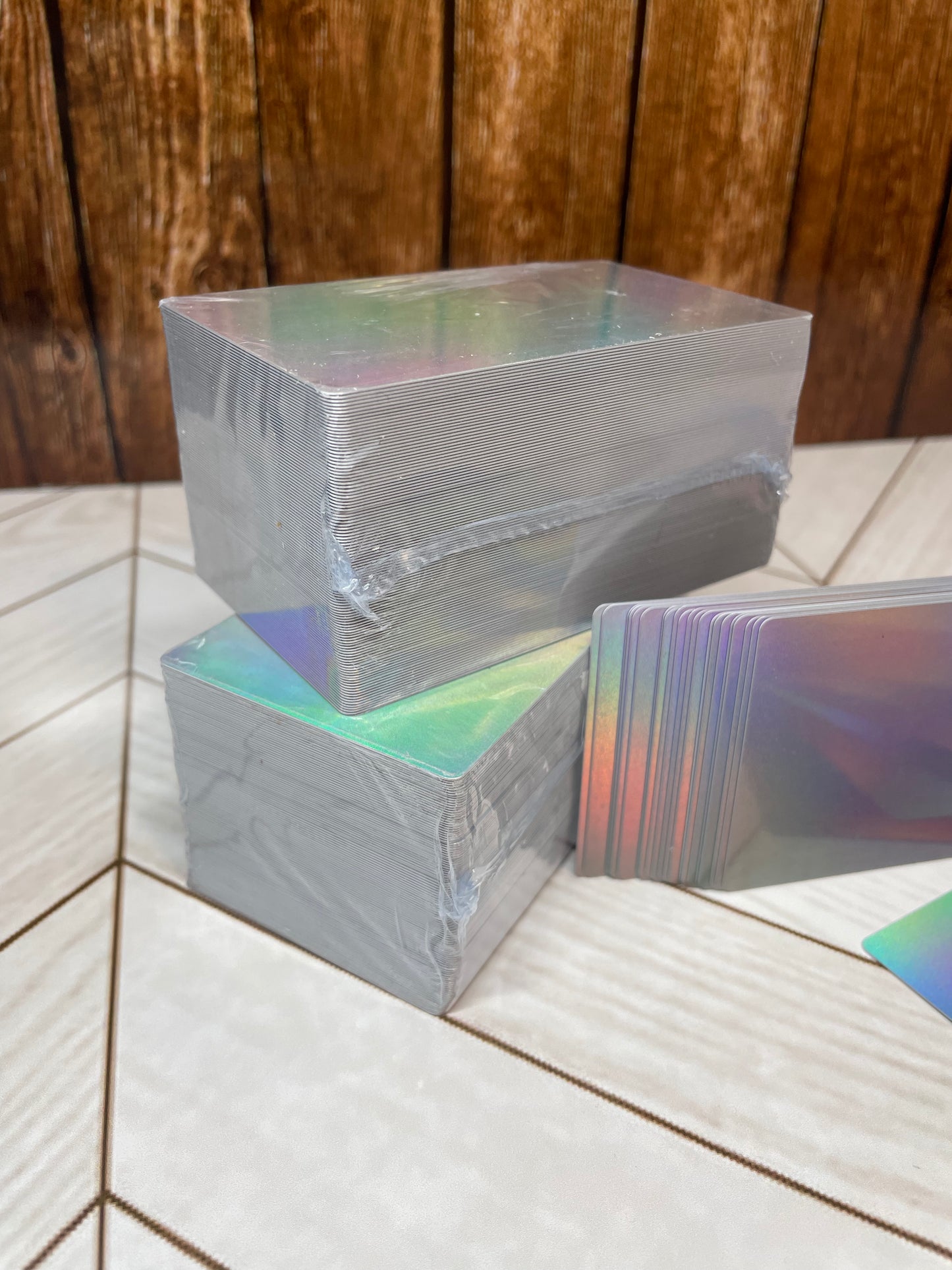 Holographic Rainbow PVC Business Cards (100 Pack) - Blank