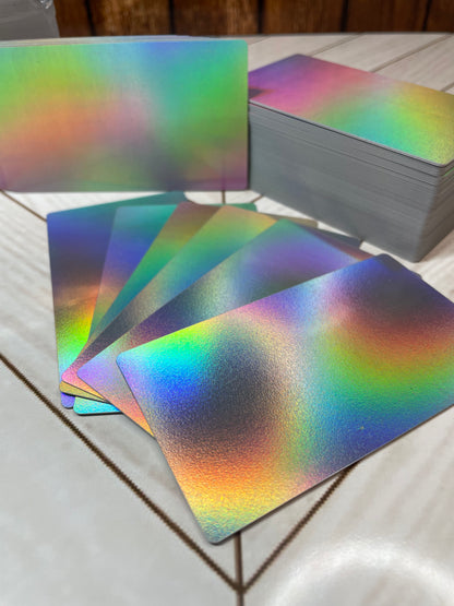Holographic Rainbow PVC Business Cards (100 Pack) - Blank